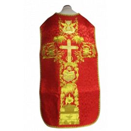 Ornat rzymski haftowany czerwony, Alfa i Omega (64) - Ornaty rzymskie - Nowość