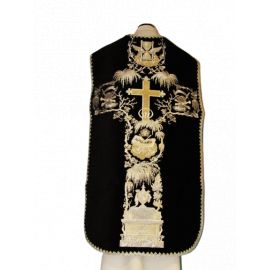 Ornat rzymski haftowany czarny, Alfa i Omega (63) - Ornaty rzymskie - Nowość