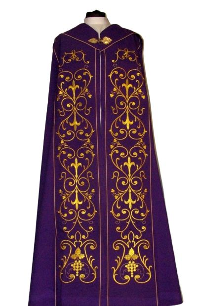 Kapa haftowana fioletowa - ornament (4) - KAPY LITURGICZNE