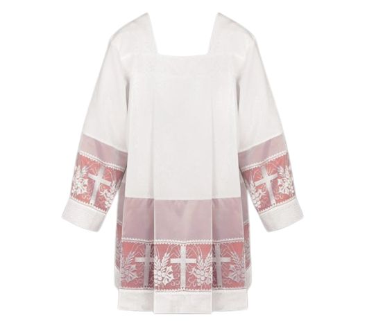 Komża kapłańska z koronką - czerwone podbicie (d5)