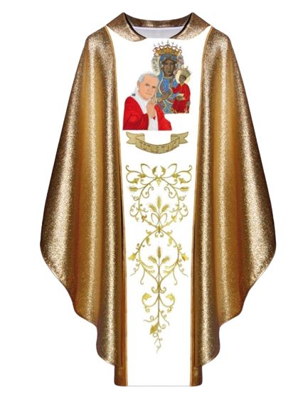 Ornat z wizerunkiem Jana Pawła II i MB Częstochowska