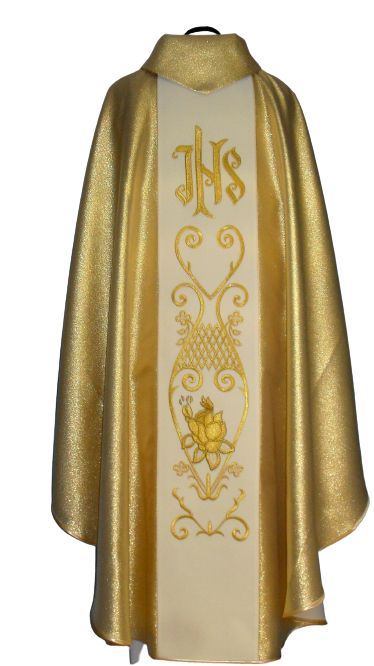 Ornat z wizerunkiem Jana Pawła II - materiał złoty - zdjęcie 2 - Ornat z wizerunkiem Jana Pawła II - materiał złoty