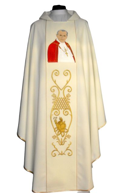 Ornat z wizerunkiem Jana Pawła II - materiał gładki