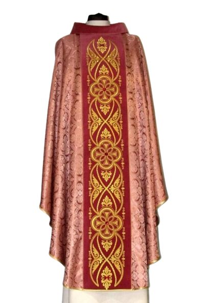 Ornat z rozetą kolor różowy - pas aksamit (8)