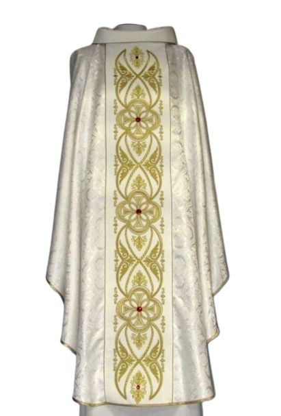 Ornat z rozetą kolor biały - pas aksamit (6)