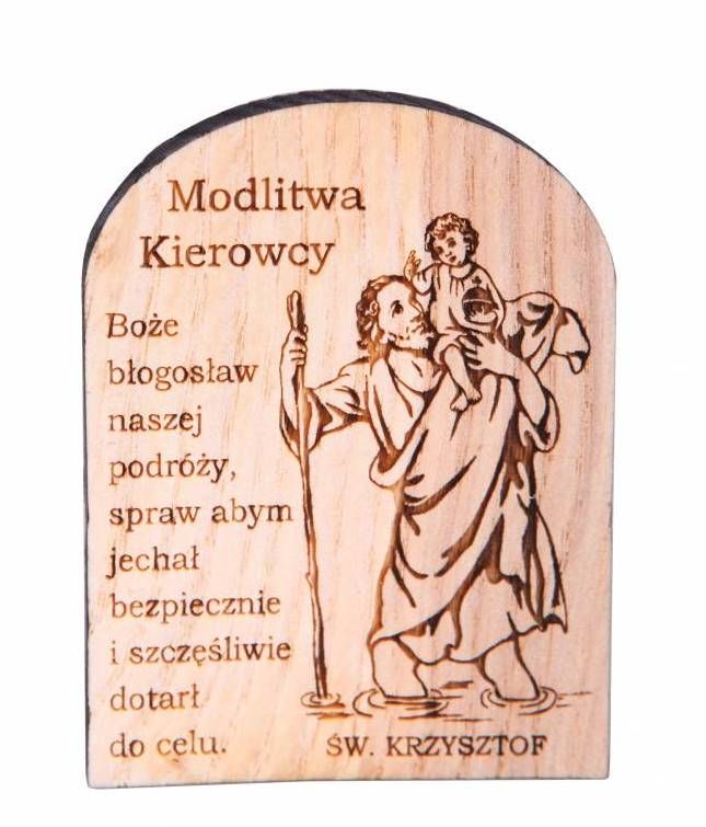 Święty Krzysztof - Plakietka samochodowa, drewniana (5) - zdjęcie 2 - Święty Krzysztof - Plakietka samochodowa, drewniana (5)