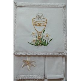 Bielizna kielichowa haftowana kielich IHS (1) - zdjęcie 1 - Bielizna kielichowa haftowana kielich ihs