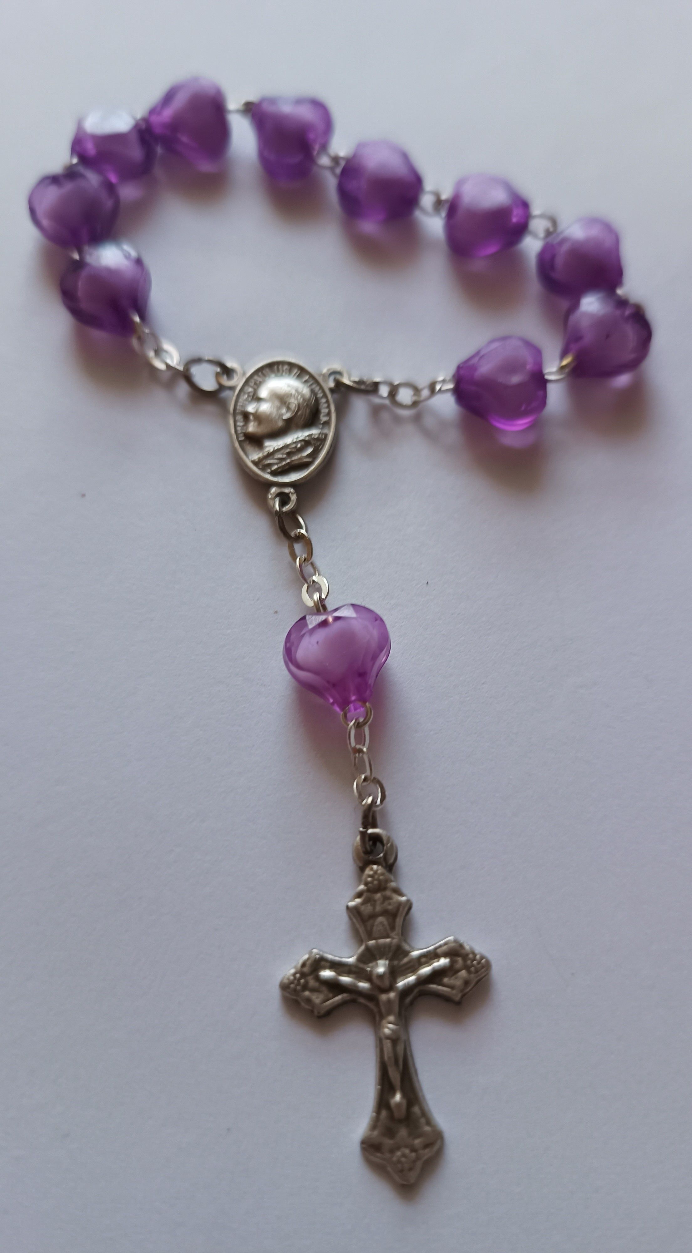Dziesiątka różańca - serduszko fioletowe