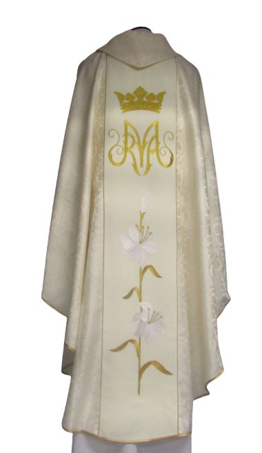 Ornat haftowany rozeta, pas ecru - MB Różańcowa - zdjęcie 2 - Ornat haftowany, pas ecru - MB Różańcowa