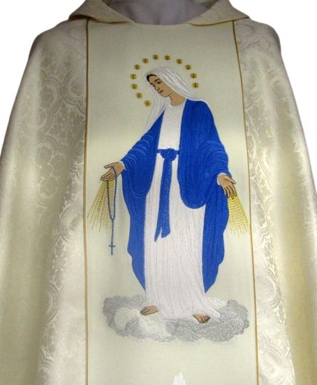 Ornat haftowany rozeta, pas ecru - MB Różańcowa - zdjęcie 3 - Ornat haftowany, pas ecru - MB Różańcowa