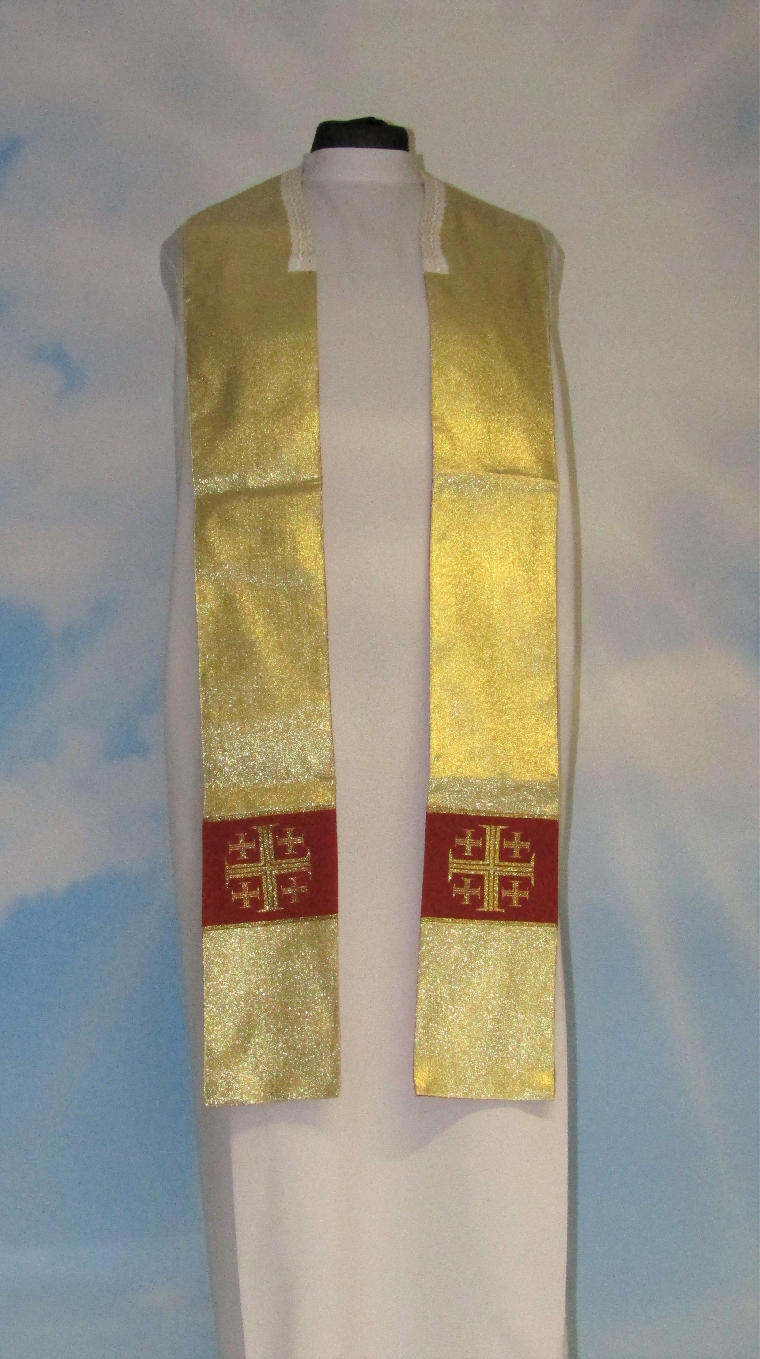 Stuła złota krzyż jerozolimski - TKANE