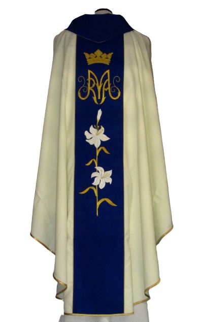 Ornat ecru haftowany - MB Wspomożycielka Wiernych - zdjęcie 2 - Ornat ecru haftowany - MB Wspomożycielka Wiernych