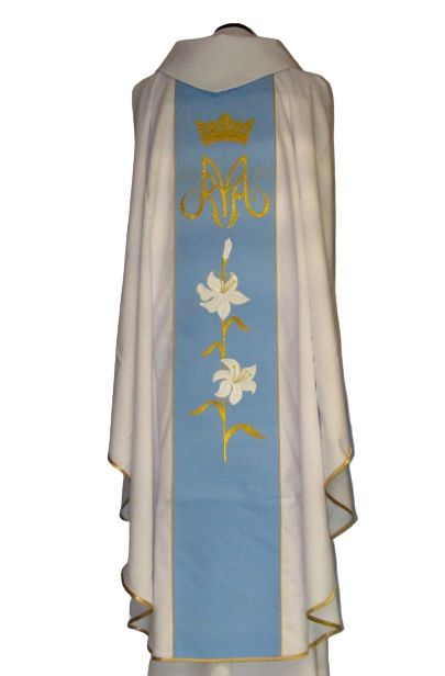 Ornat biały haftowany - MB Wspomożycielka Wiernych - zdjęcie 2 - Ornat biały haftowany - MB Wspomożycielka Wiernych