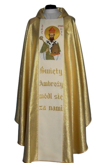 Ornat haftowany - Święty Ambroży - zdjęcie 3 - Ornat haftowany - Święty Ambroży