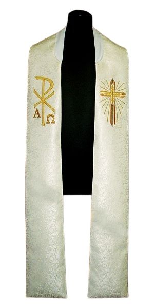 Stuła haftowana - adamaszek