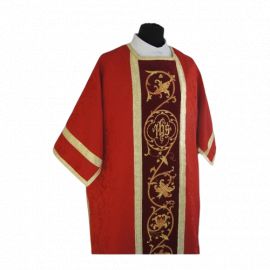 Dalmatyka rzymska czerwona - żakard - zdjęcie 3 - Dalmatyka rzymska czerwona - żakard