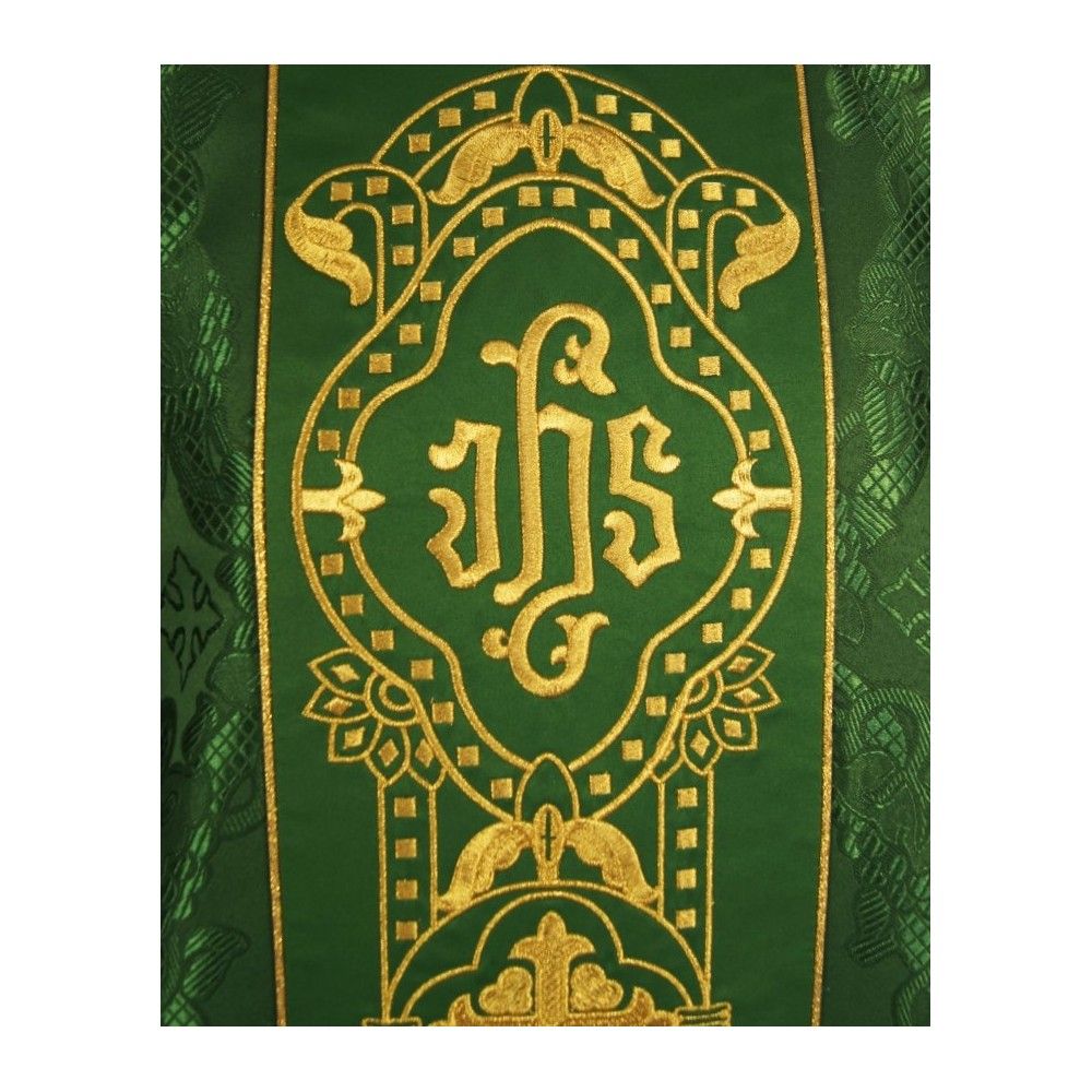 Ornat gotycki, materiał żakard, zielony (67) - zdjęcie 2 - Ornat gotycki, materiał żakard, zielony (67)