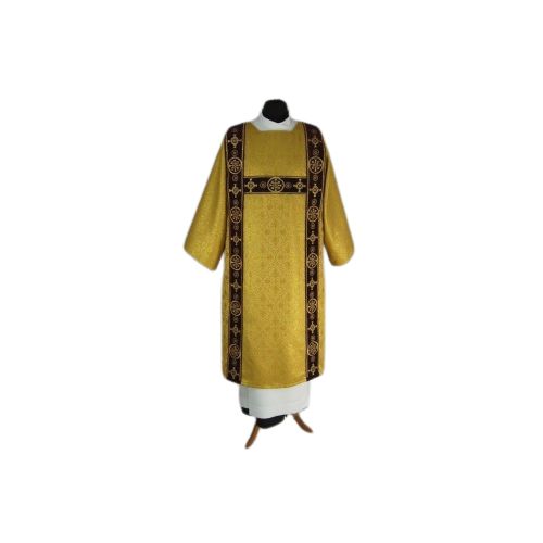 Tunika dla diakona haftowana złota- aksamitne pasy - zdjęcie 2 - Tunika dla diakona haftowana złota- aksamitne pasy