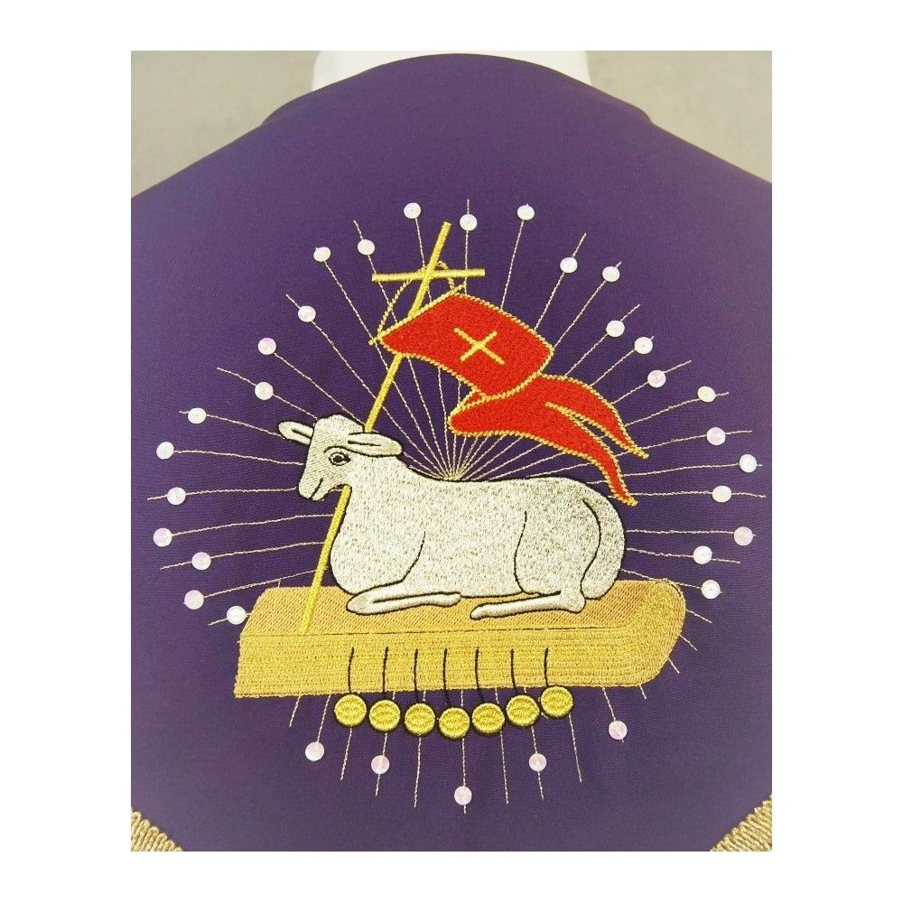 Kapa gotycka haftowana, fioletowa z dodatkami złotymi (91) - zdjęcie 3 - Kapa gotycka haftowana, fioletowa z dodatkami złotymi (91)