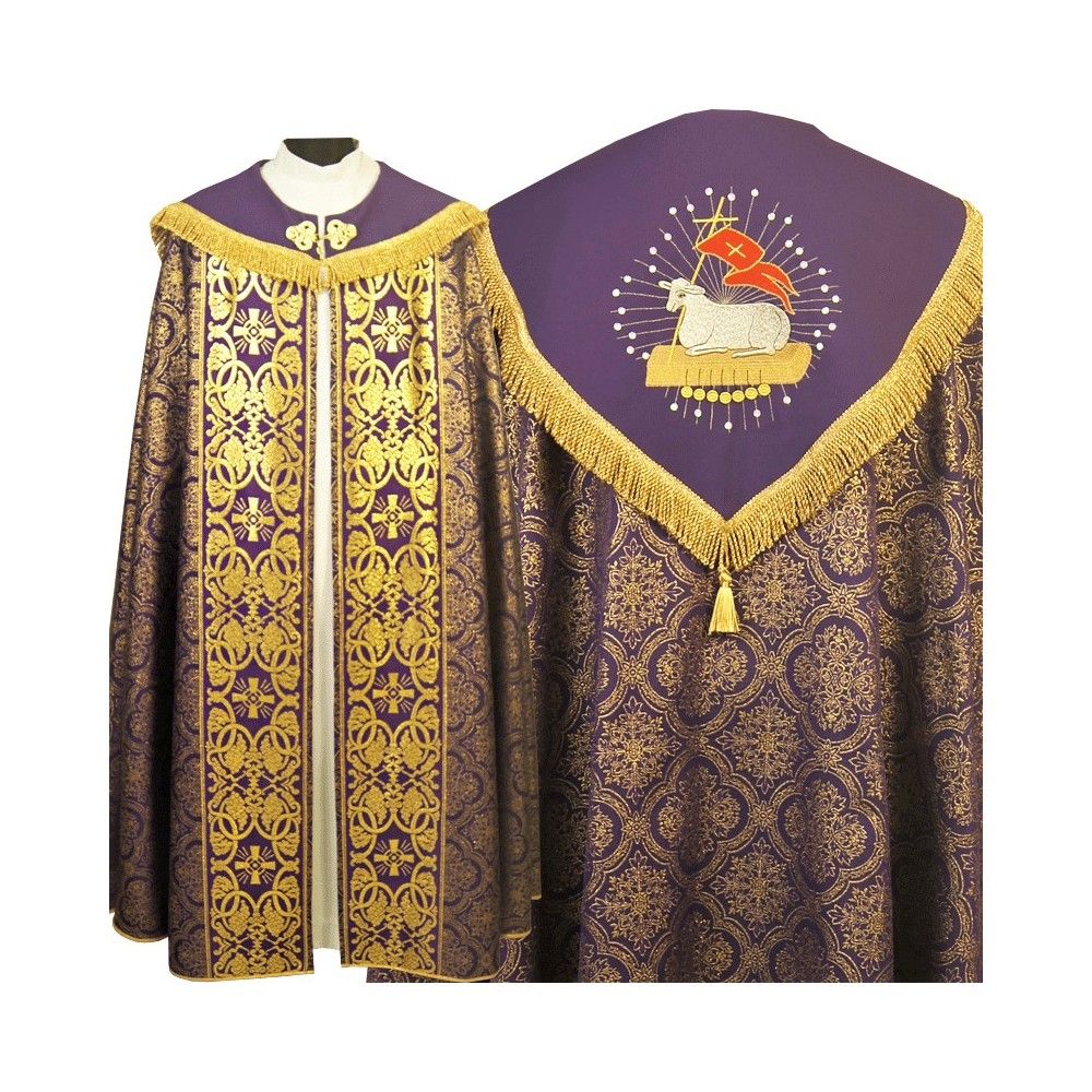 Kapa gotycka haftowana, fioletowa z dodatkami złotymi (91)