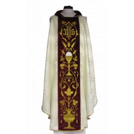 Ornat haftowany żakardowy, adamaszek - kielich (3) - Ornaty białe/ ecru - Nowość