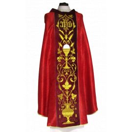Ornat haftowany żakardowy, adamaszek - kielich (4) - Ornaty czerwone - Nowość
