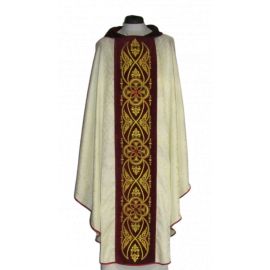 Ornat haftowany żakardowy, adamaszek - ornament (5) - Ornaty białe/ ecru - Nowość