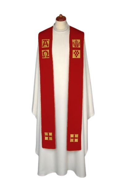 Stuła haftowana Alfa i Omega (A2) - zdjęcie 2 - Stuła haftowana Alfa i Omega (A2)