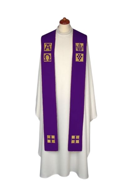 Stuła haftowana Alfa i Omega (A2) - zdjęcie 3 - Stuła haftowana Alfa i Omega (A2)