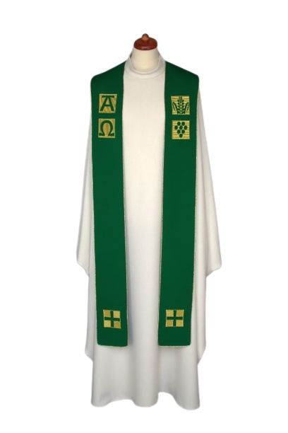 Stuła haftowana Alfa i Omega (A2) - zdjęcie 4 - Stuła haftowana Alfa i Omega (A2)