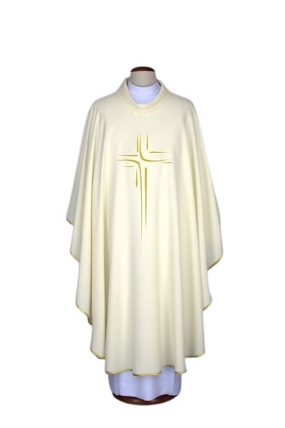 Ornat haftowany ecru -  krzyż (74)