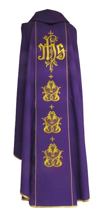 Ornat fioletowy haftowany Jezus w koronie cierniowej - zdjęcie 2 - Ornat fioletowy haftowany Jezus w koronie cierniowej