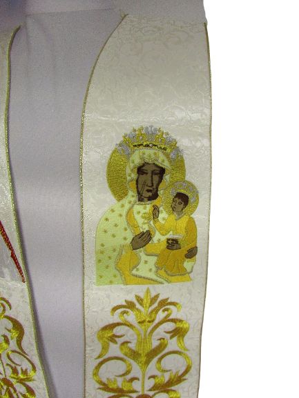 Stuła haftowana Jan Paweł II i Matka Boża Częstochowska - zdjęcie 5 - Stuła haftowana Jan Paweł II i Matka Boża Częstochowska