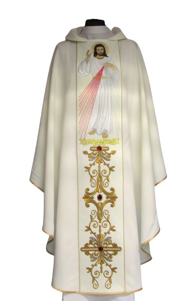 Ornat Jezu Ufam Tobie biały, gładki