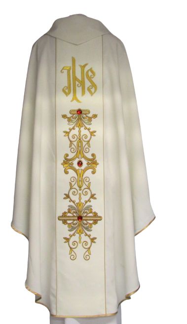 Ornat Jezu Ufam Tobie biały, gładki - zdjęcie 2 - Ornat Jezu Ufam Tobie biały, gładki