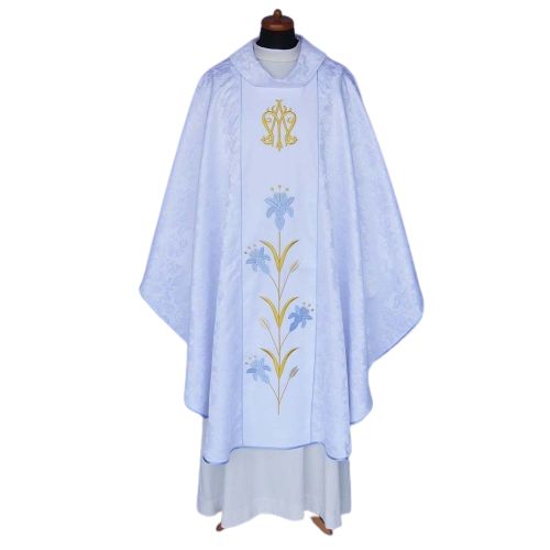 Ornat haftowany Maryjny biały (28) - zdjęcie 2 - Ornat haftowany Maryjny biały (28)