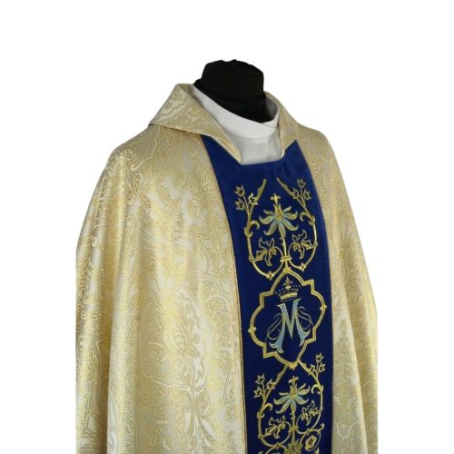 Ornat haftowany Maryjny złoty, pas niebieski (33) - zdjęcie 2 - Ornat haftowany Maryjny złoty, pas niebieski (33)