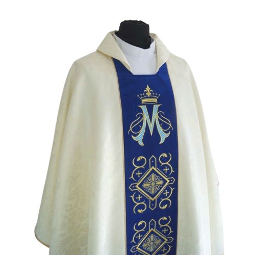 Ornat gotycki haftowany, aksamitny pas, wzór Maryjny (05) - zdjęcie 2 - Ornat gotycki haftowany, aksamitny pas, wzór Maryjny (05)