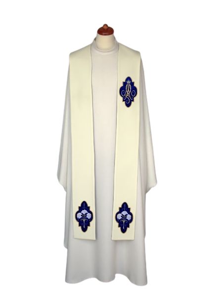 Stuła haftowana Maryjna - aplikacje aksamitne (3)