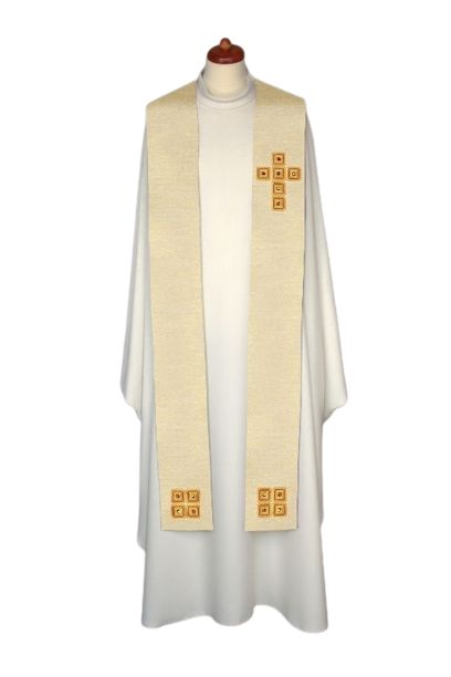 Stuła haftowana, zdobiona kamieniami - kolory liturgiczne (6) - zdjęcie 3 - Stuła haftowana, zdobiona kamieniami - kolory liturgiczne (6)