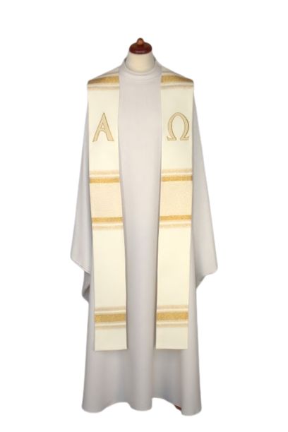 Stuła haftowana Alfa i Omega - kolory liturgiczne (8) - zdjęcie 3 - Stuła haftowana Alfa i Omega - kolory liturgiczne (8)