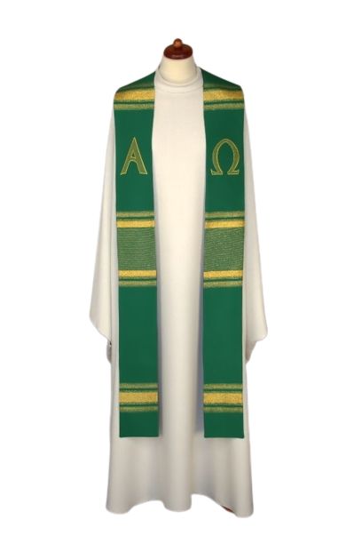 Stuła haftowana Alfa i Omega - kolory liturgiczne (8) - zdjęcie 4 - Stuła haftowana Alfa i Omega - kolory liturgiczne (8)