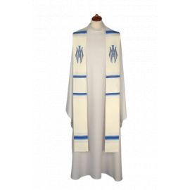 Stuła haftowana Maryjna - biało - niebieska (9) - EUCHARYSTYCZNE - Nowość