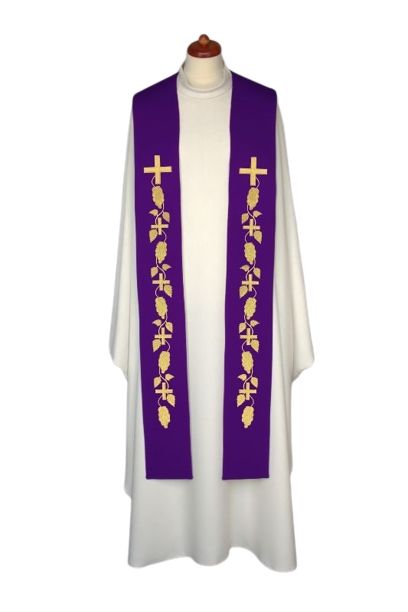 Stuła haftowana - kolory liturgiczne, bogaty haft (10) - zdjęcie 2 - Stuła haftowana - kolory liturgiczne, bogaty haft (10)