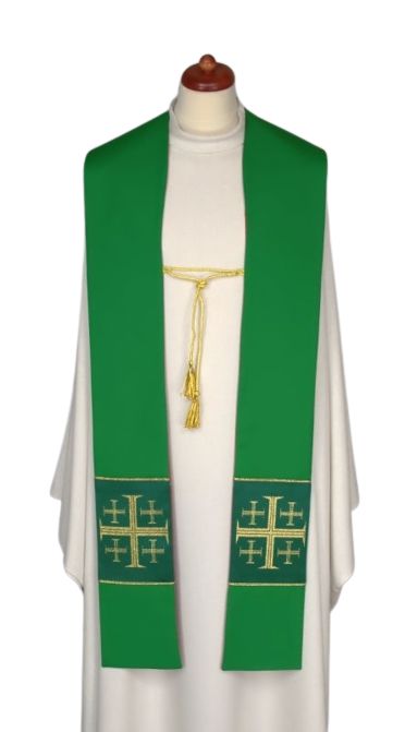 Stuła dwustronna fioletowo/zielona z ozdobnym sznurkiem (22)