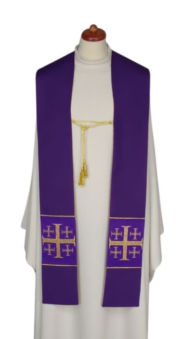 Stuła dwustronna fioletowo/zielona z ozdobnym sznurkiem (22) - zdjęcie 2 - Stuła dwustronna fioletowo/zielona z ozdobnym sznurkiem (22)