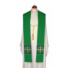 Stuła dwustronna złoto/zielona z ozdobnym sznurkiem (24) - EUCHARYSTYCZNE - Nowość