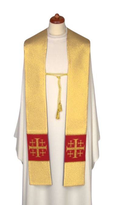 Stuła dwustronna złoto/zielona z ozdobnym sznurkiem (24) - zdjęcie 2 - Stuła dwustronna złoto/zielona z ozdobnym sznurkiem (24)