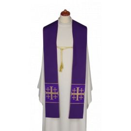 Stuła dwustronna złoto/fioletowa z ozdobnym sznurkiem (25) - EUCHARYSTYCZNE - Nowość