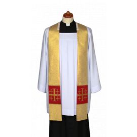 Stuła złota do kazań, krótka, naszywane krzyże (1) - EUCHARYSTYCZNE - Nowość